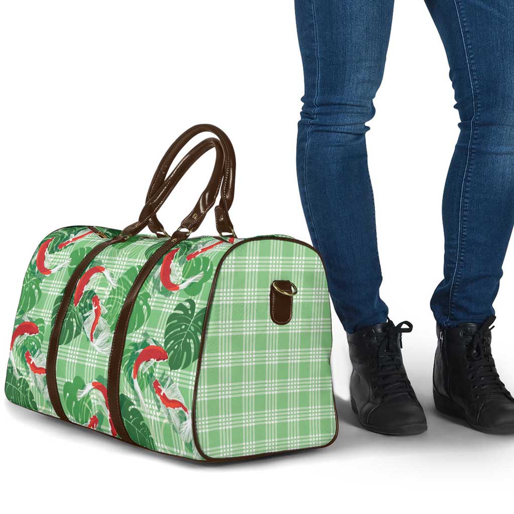 Lime Palaka Hawaii Aloha Travel Bag Koi Pond Mix Monstera - Polynesian Pride