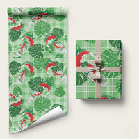 Lime Palaka Hawaii Aloha Wrapping Paper Koi Pond Mix Monstera LT7 58" × 23" Lime Green - Polynesian Pride