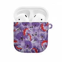 Lavender Palaka Hawaii Aloha AirPods Case Koi Pond Mix Orchids - Polynesian Pride