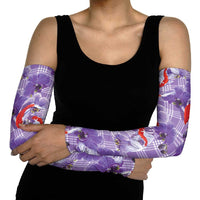 Lavender Palaka Hawaii Aloha Arm Sleeves Koi Pond Mix Orchids - Polynesian Pride