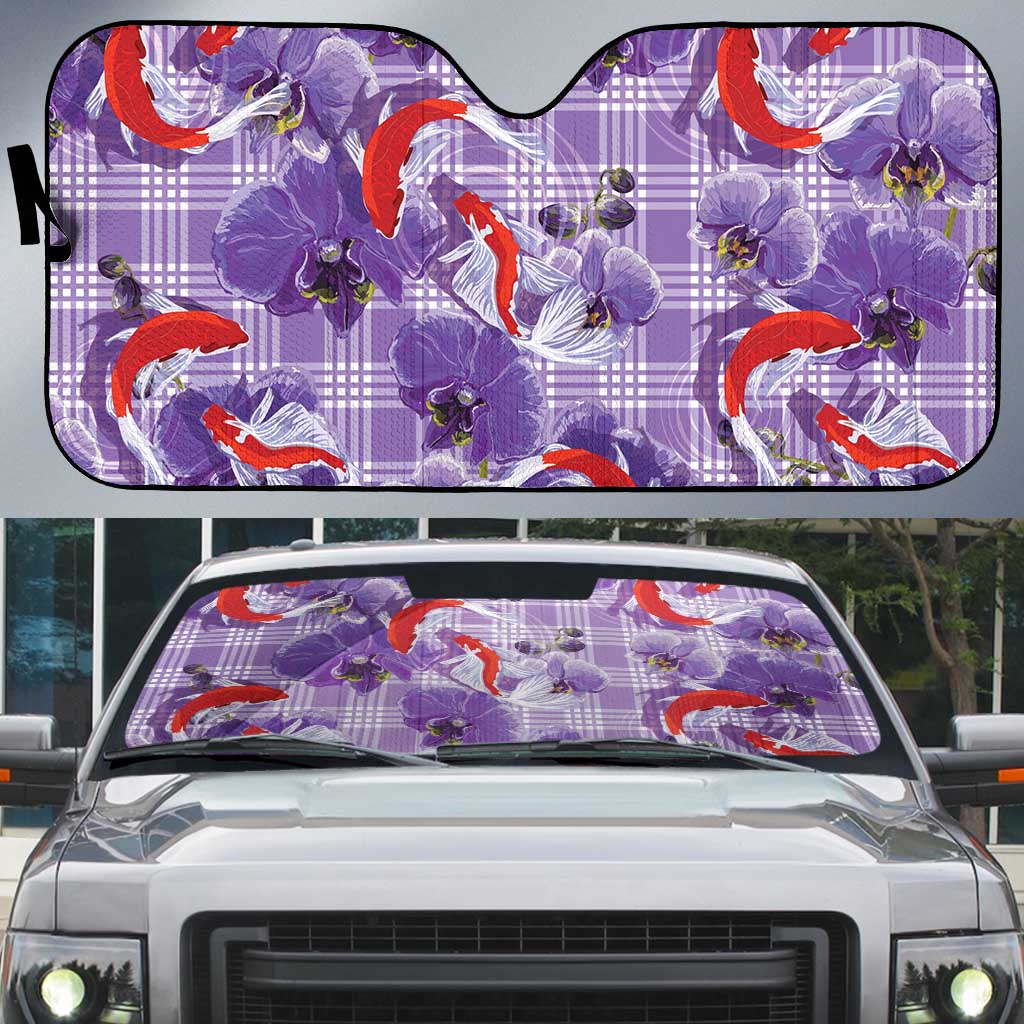 Lavender Palaka Hawaii Aloha Auto Sun Shade Koi Pond Mix Orchids - Polynesian Pride