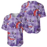 Lavender Palaka Hawaii Aloha Baseball Jersey Koi Pond Mix Orchids - Polynesian Pride