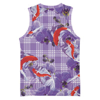 Lavender Palaka Hawaii Aloha Basketball Jersey Koi Pond Mix Orchids - Polynesian Pride