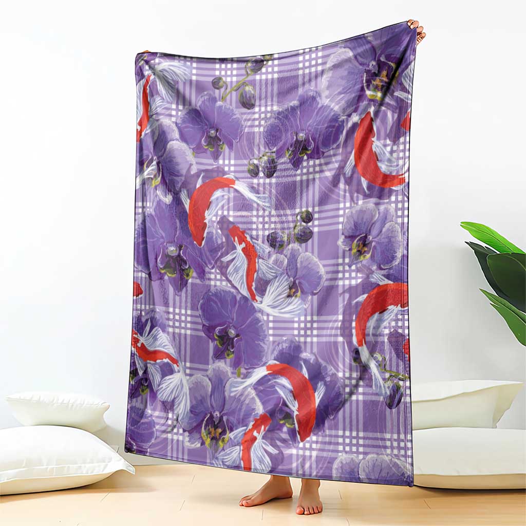 Lavender Palaka Hawaii Aloha Blanket Koi Pond Mix Orchids - Polynesian Pride