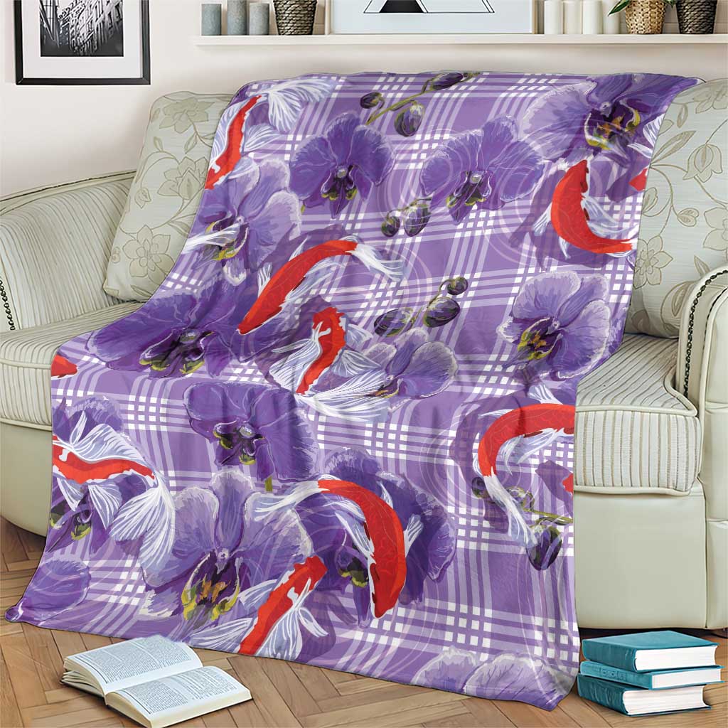 Lavender Palaka Hawaii Aloha Blanket Koi Pond Mix Orchids - Polynesian Pride