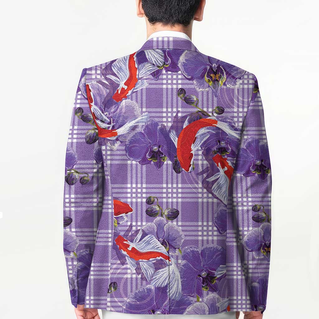 Lavender Palaka Hawaii Aloha Blazer Koi Pond Mix Orchids - Polynesian Pride