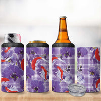 Lavender Palaka Hawaii Aloha 4 in 1 Can Cooler Tumbler Koi Pond Mix Orchids - Polynesian Pride