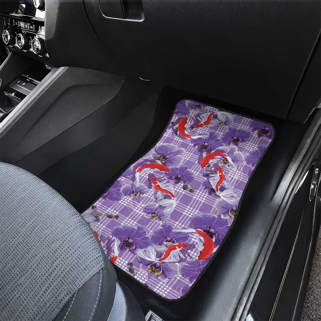 Lavender Palaka Hawaii Aloha Car Mats Koi Pond Mix Orchids - Polynesian Pride