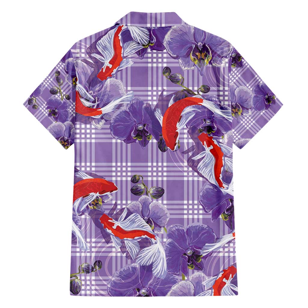 Lavender Palaka Hawaii Aloha Family Matching Tank Maxi Dress and Hawaiian Shirt Koi Pond Mix Orchids - Polynesian Pride