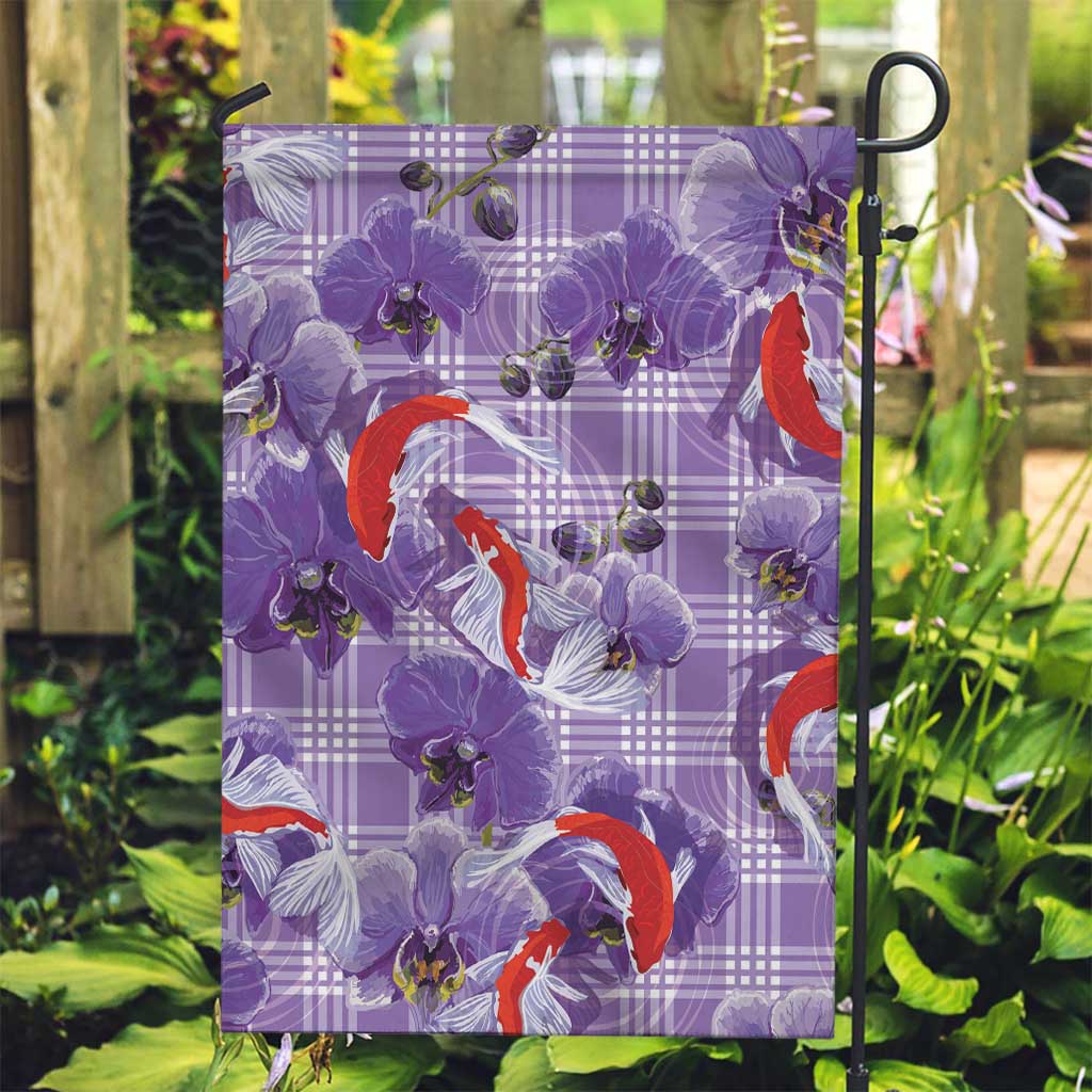 Lavender Palaka Hawaii Aloha Garden Flag Koi Pond Mix Orchids - Polynesian Pride