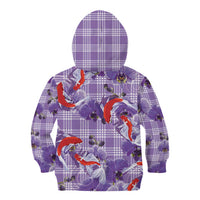 Lavender Palaka Hawaii Aloha Kid Hoodie Koi Pond Mix Orchids - Polynesian Pride