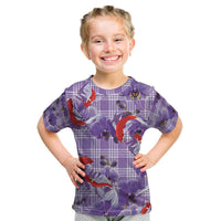 Lavender Palaka Hawaii Aloha Kid T Shirt Koi Pond Mix Orchids - Polynesian Pride