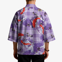 Lavender Palaka Hawaii Aloha Kimono Koi Pond Mix Orchids - Polynesian Pride