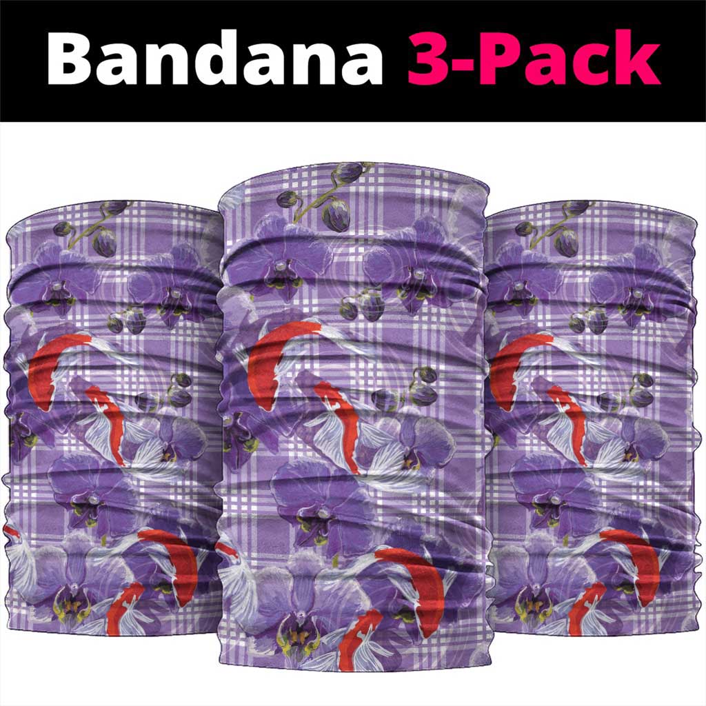 Lavender Palaka Hawaii Aloha Neck Gaiter Koi Pond Mix Orchids - Polynesian Pride