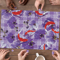 Lavender Palaka Hawaii Aloha Puzzle Koi Pond Mix Orchids - Polynesian Pride