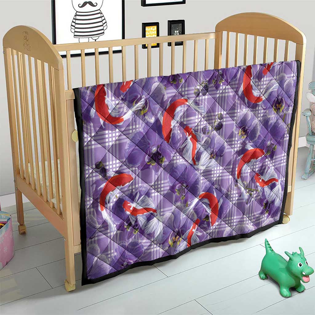 Lavender Palaka Hawaii Aloha Quilt Koi Pond Mix Orchids - Polynesian Pride