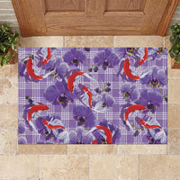 Lavender Palaka Hawaii Aloha Rubber Doormat Koi Pond Mix Orchids - Polynesian Pride