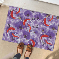 Lavender Palaka Hawaii Aloha Rubber Doormat Koi Pond Mix Orchids - Polynesian Pride