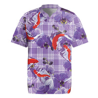 Lavender Palaka Hawaii Aloha Rugby Jersey Koi Pond Mix Orchids - Polynesian Pride