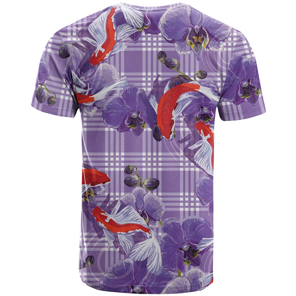 Lavender Palaka Hawaii Aloha T Shirt Koi Pond Mix Orchids LT7 - Polynesian Pride