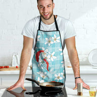 Turquoise Palaka Hawaii Aloha Apron Koi Pond Mix Plumeria - Polynesian Pride