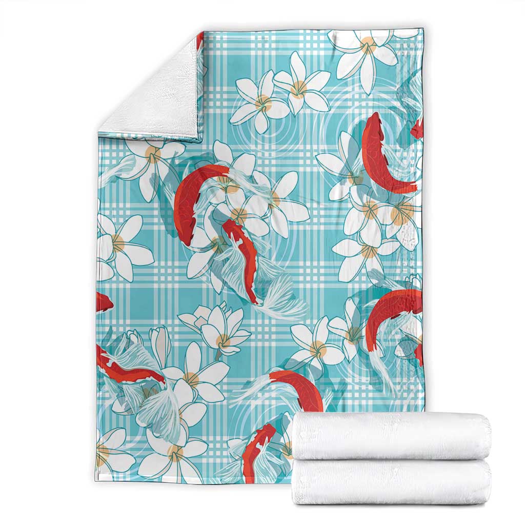 Turquoise Palaka Hawaii Aloha Blanket Koi Pond Mix Plumeria - Polynesian Pride