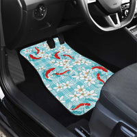 Turquoise Palaka Hawaii Aloha Car Mats Koi Pond Mix Plumeria - Polynesian Pride