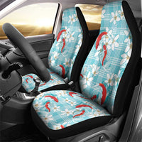 Turquoise Palaka Hawaii Aloha Car Seat Cover Koi Pond Mix Plumeria - Polynesian Pride