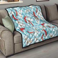 Turquoise Palaka Hawaii Aloha Quilt Koi Pond Mix Plumeria - Polynesian Pride