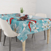 Turquoise Palaka Hawaii Aloha Tablecloth Koi Pond Mix Plumeria - Polynesian Pride