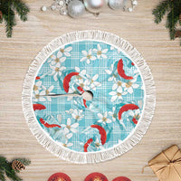 Turquoise Palaka Hawaii Aloha Tree Skirt Koi Pond Mix Plumeria - Polynesian Pride