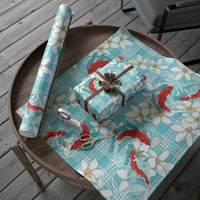 Turquoise Palaka Hawaii Aloha Wrapping Paper Koi Pond Mix Plumeria LT7 - Polynesian Pride