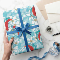 Turquoise Palaka Hawaii Aloha Wrapping Paper Koi Pond Mix Plumeria LT7 - Polynesian Pride