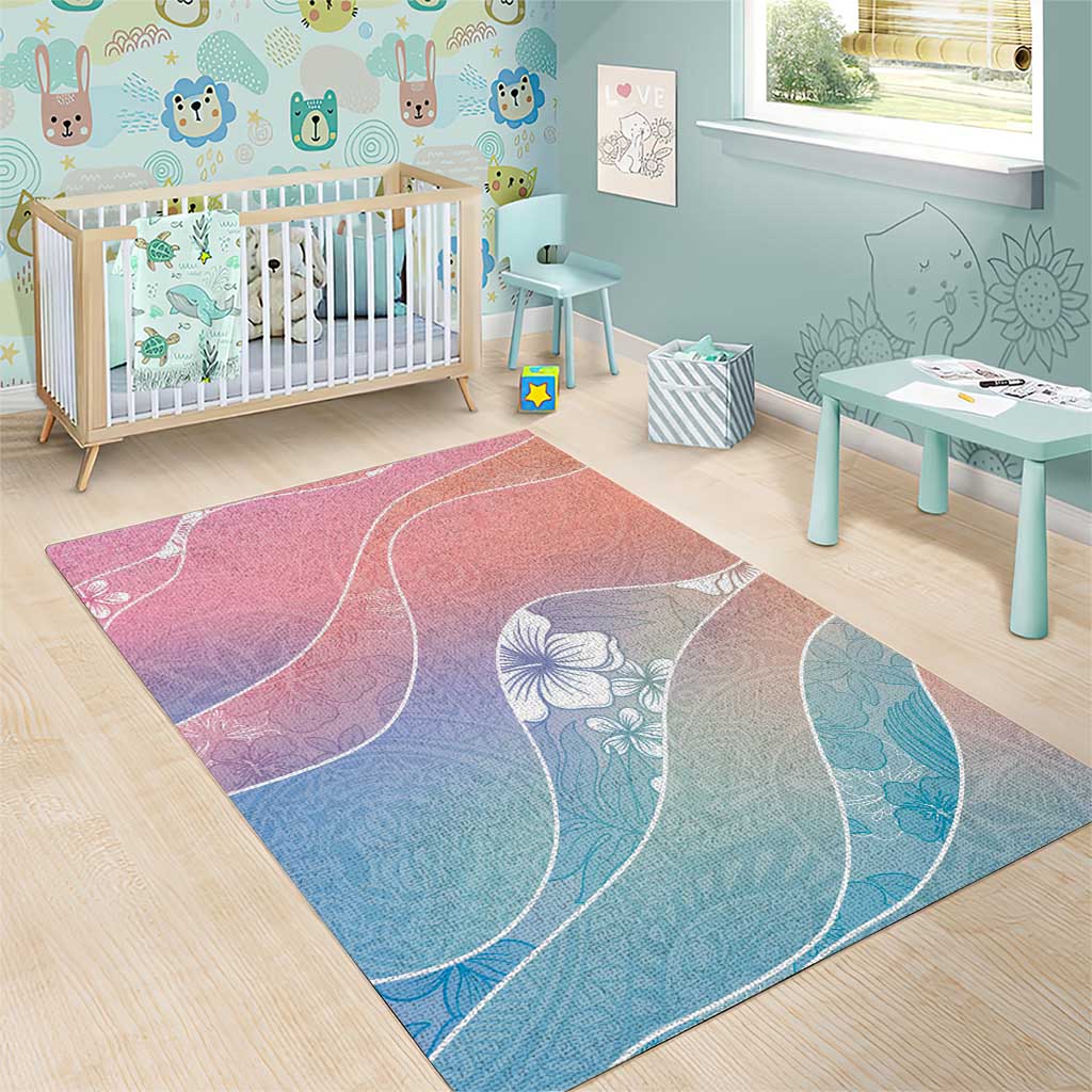 Aloha Hawaii Floral Tapa Area Rug Patchwork Pastel Candy - Polynesian Pride