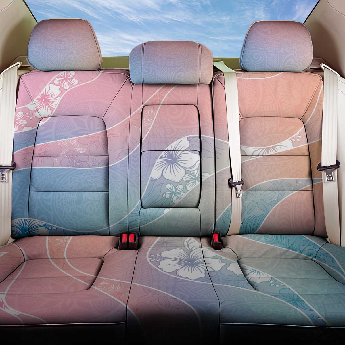 Aloha Hawaii Floral Tapa Back Car Seat Cover Patchwork Pastel Candy LT7 One Size Pastel - Polynesian Pride