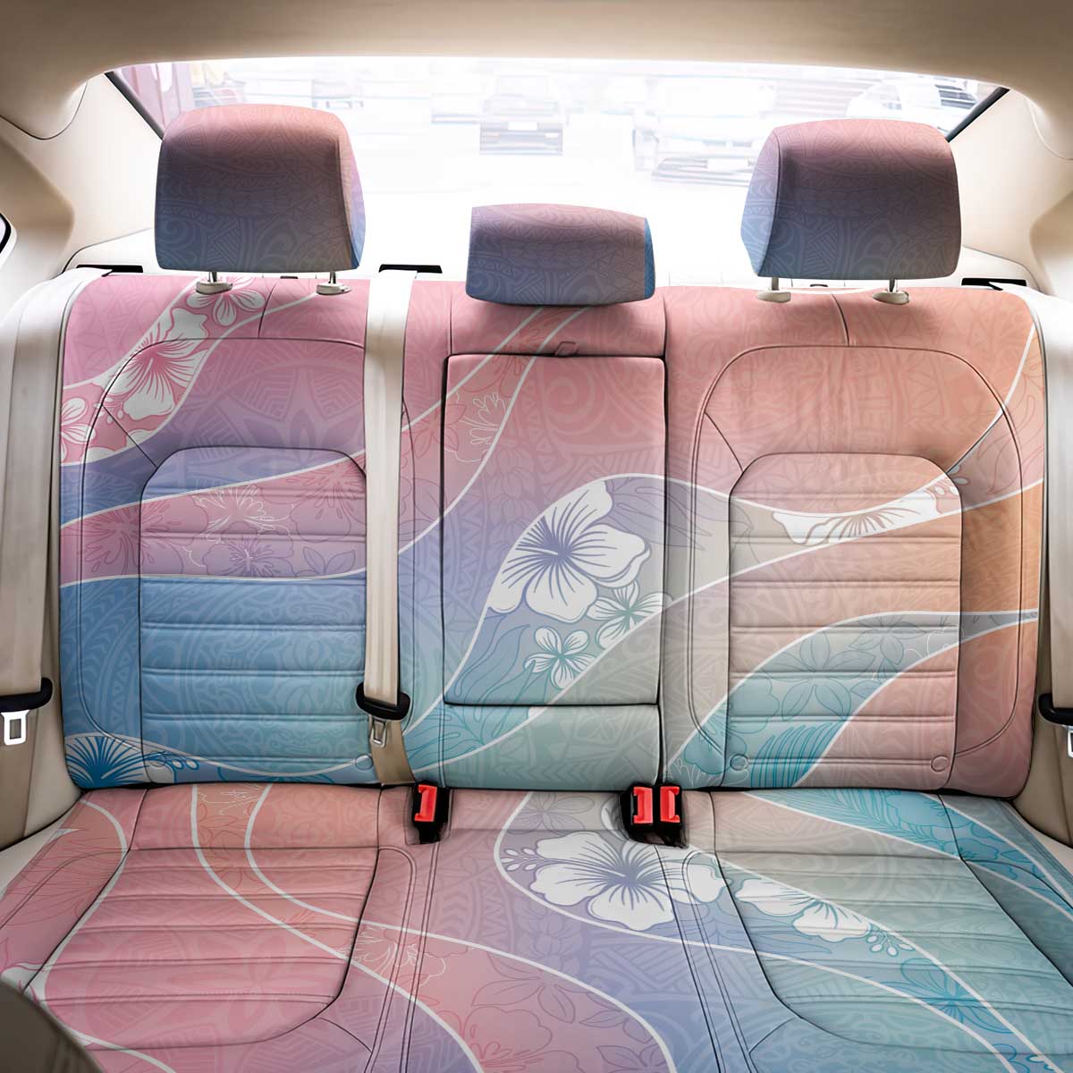 Aloha Hawaii Floral Tapa Back Car Seat Cover Patchwork Pastel Candy LT7 - Polynesian Pride