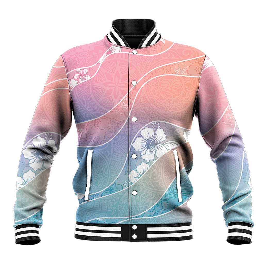 Aloha Hawaii Floral Tapa Baseball Jacket Patchwork Pastel Candy LT7 Unisex Pastel - Polynesian Pride