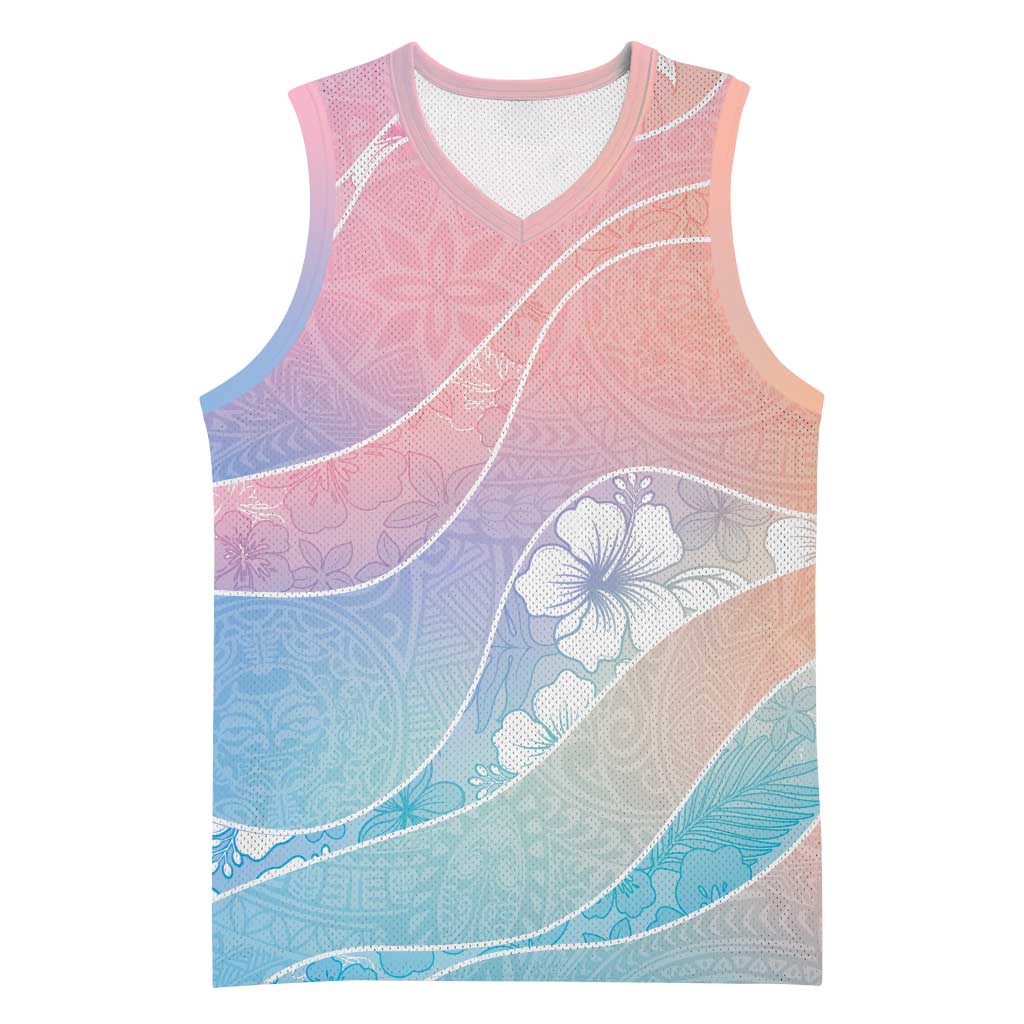 Aloha Hawaii Floral Tapa Basketball Jersey Patchwork Pastel Candy LT7 Unisex Pastel - Polynesian Pride