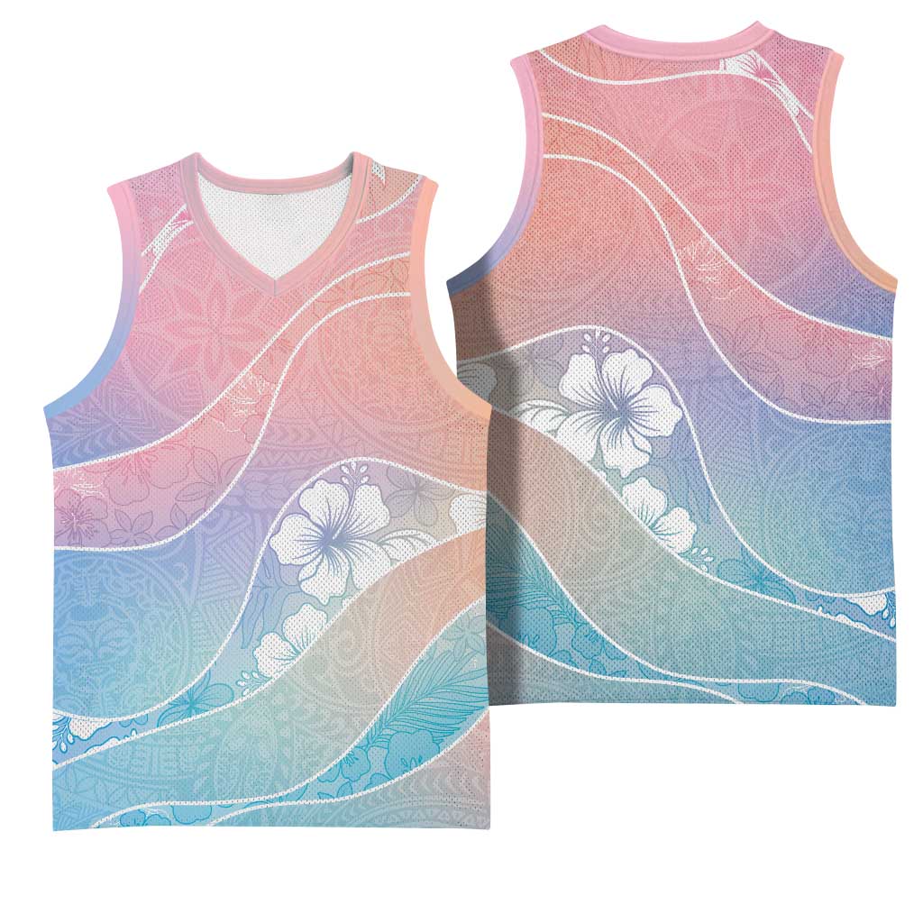 Aloha Hawaii Floral Tapa Basketball Jersey Patchwork Pastel Candy LT7 - Polynesian Pride