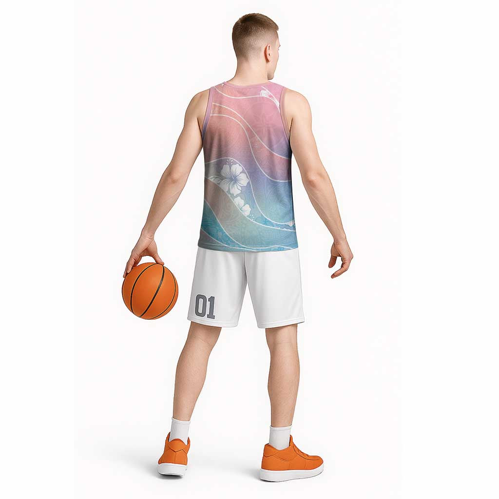 Aloha Hawaii Floral Tapa Basketball Jersey Patchwork Pastel Candy LT7 - Polynesian Pride