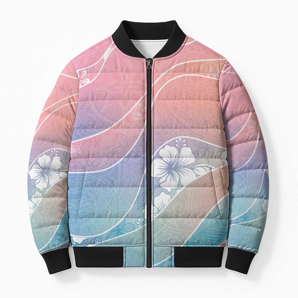 Aloha Hawaii Floral Tapa Bomber Puffer Jacket Patchwork Pastel Candy LT7 Unisex Pastel - Polynesian Pride