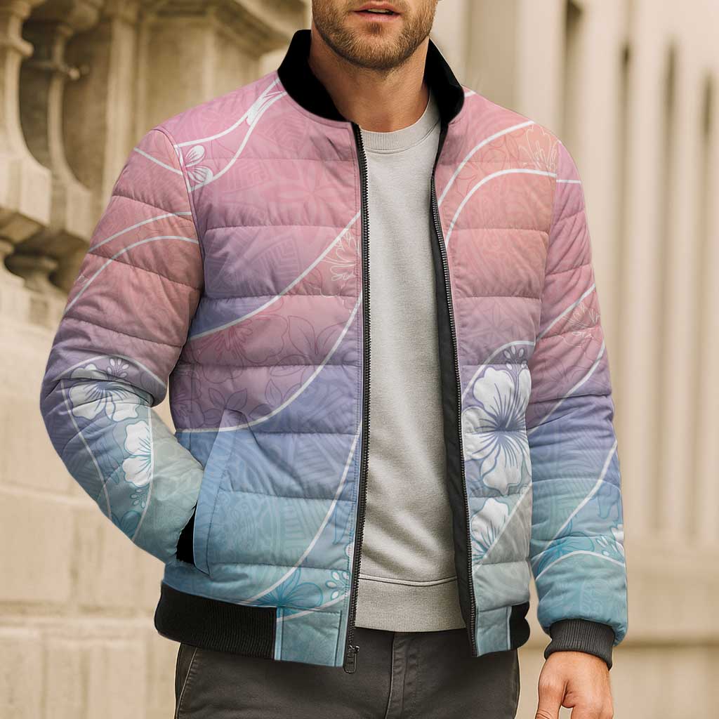 Aloha Hawaii Floral Tapa Bomber Puffer Jacket Patchwork Pastel Candy LT7 - Polynesian Pride