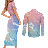 Aloha Hawaii Floral Tapa Couples Matching Short Sleeve Bodycon Dress and Long Sleeve Button Shirt Patchwork Pastel Candy LT7 - Polynesian Pride