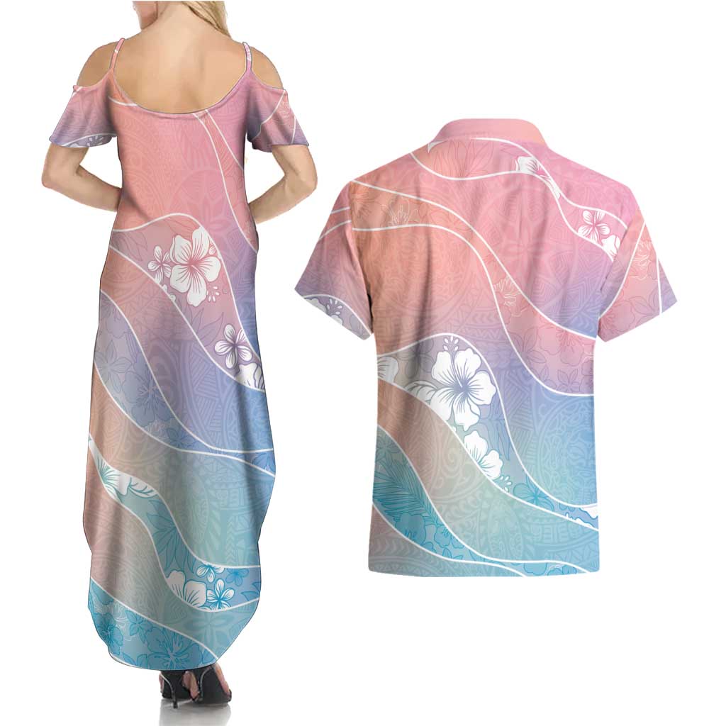 Aloha Hawaii Floral Tapa Couples Matching Summer Maxi Dress and Hawaiian Shirt Patchwork Pastel Candy LT7 - Polynesian Pride