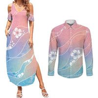Aloha Hawaii Floral Tapa Couples Matching Summer Maxi Dress and Long Sleeve Button Shirt Patchwork Pastel Candy LT7 Pastel - Polynesian Pride