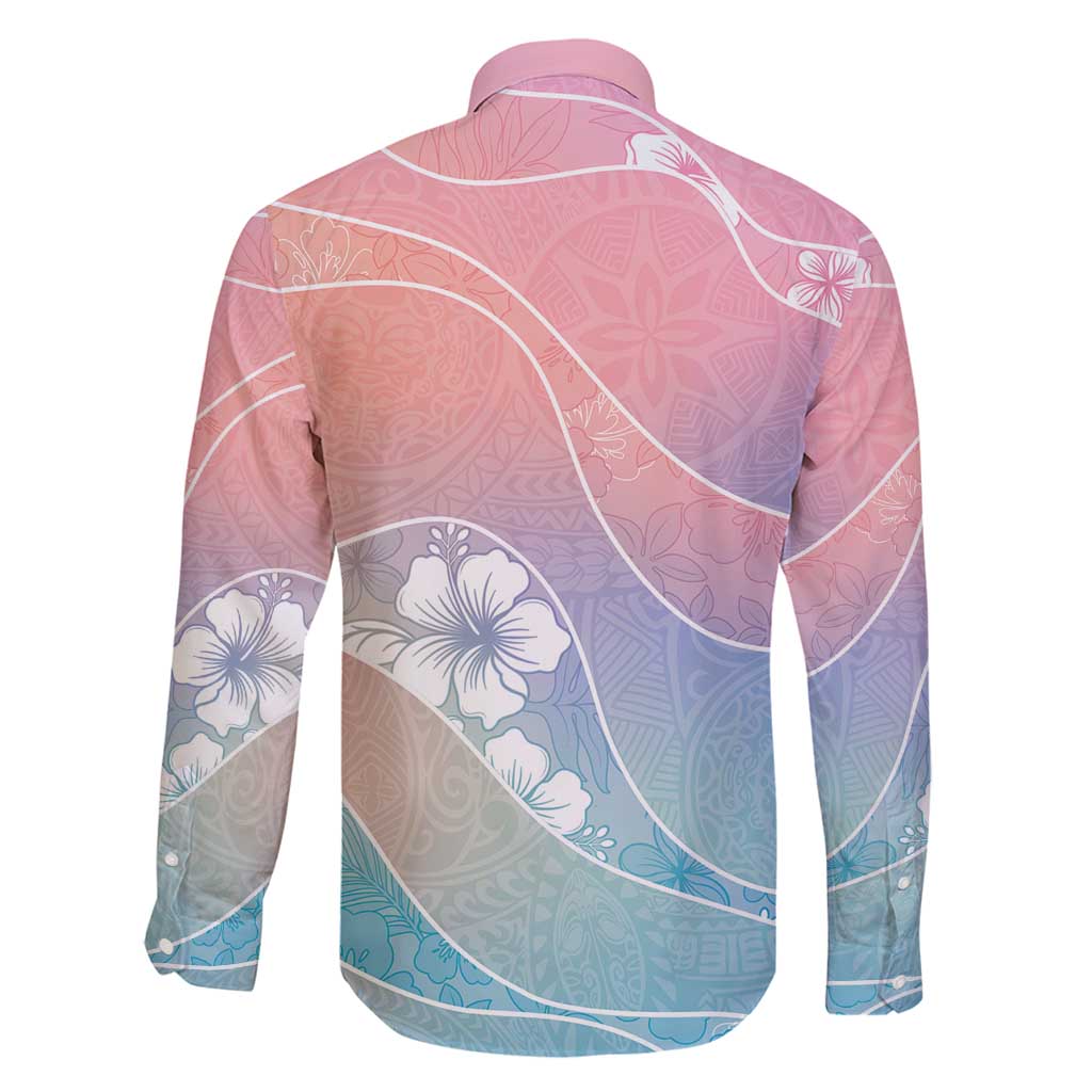 Aloha Hawaii Floral Tapa Family Matching Long Sleeve Bodycon Dress and Hawaiian Shirt Patchwork Pastel Candy - Polynesian Pride