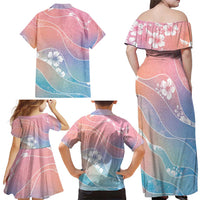 Aloha Hawaii Floral Tapa Family Matching Off Shoulder Maxi Dress and Hawaiian Shirt Patchwork Pastel Candy - Polynesian Pride