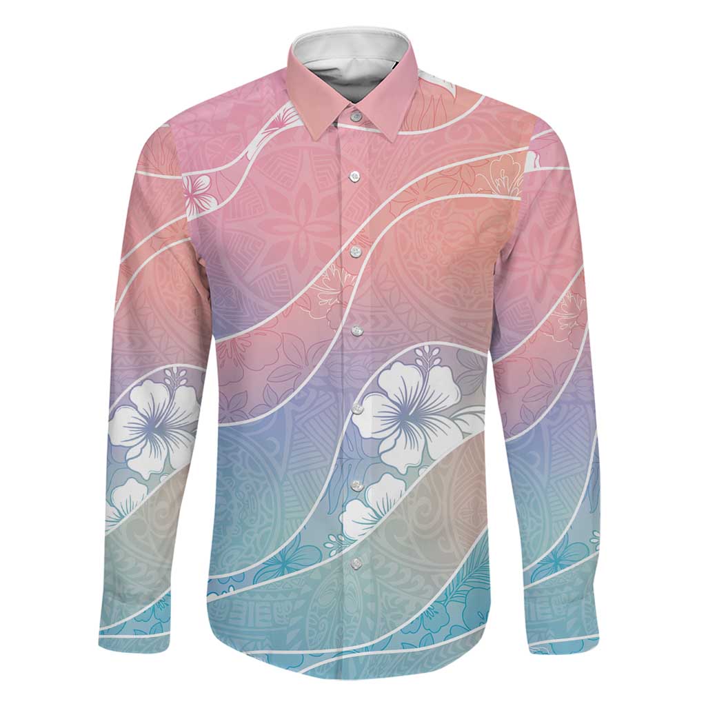 Aloha Hawaii Floral Tapa Family Matching Puletasi and Hawaiian Shirt Patchwork Pastel Candy LT7 Dad's Shirt - Long Sleeve Pastel - Polynesian Pride