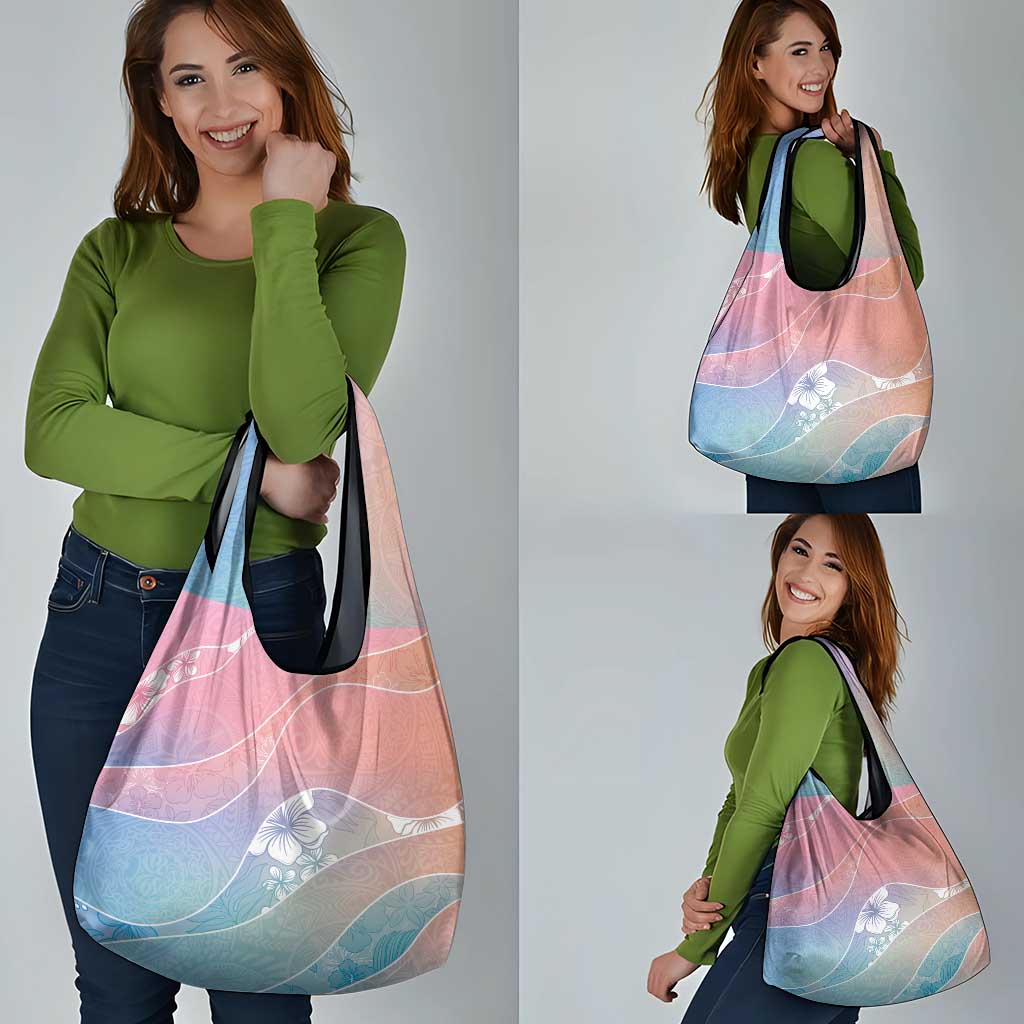 Aloha Hawaii Floral Tapa Grocery Bag Patchwork Pastel Candy - Polynesian Pride