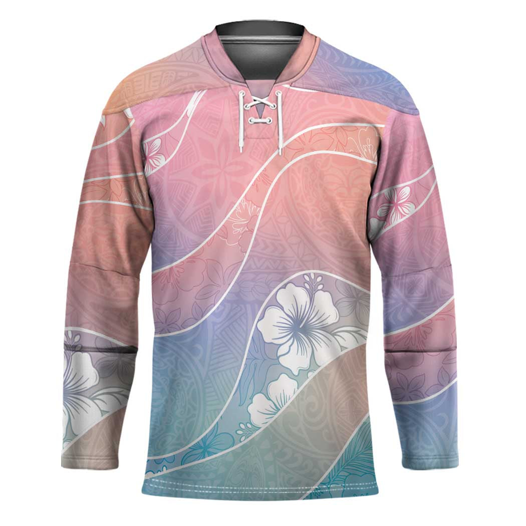 Aloha Hawaii Floral Tapa Hockey Jersey Patchwork Pastel Candy - Polynesian Pride